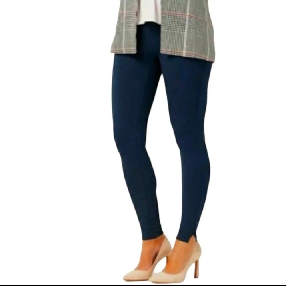 SPANX Navy Ankle-Length Faux Leggings
